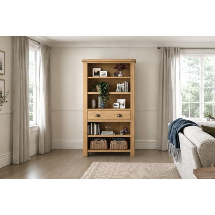 Normandy Chunky Country Oak Large Bookcase