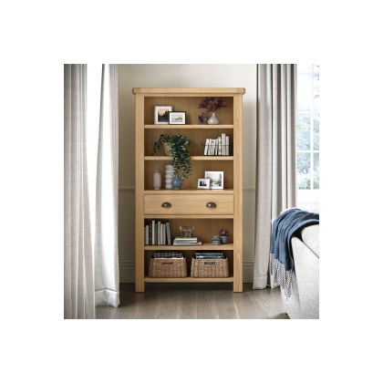 Normandy Chunky Country Oak Large Bookcase