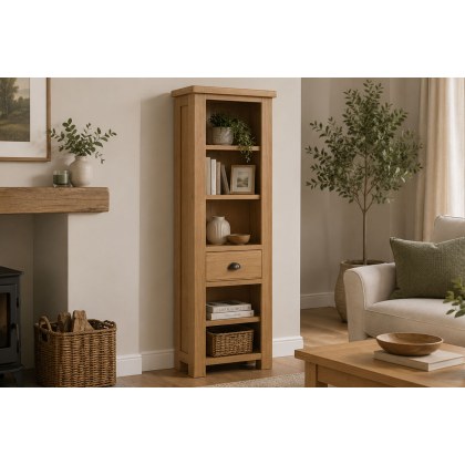 Normandy Chunky Country Oak Slim Bookcase Normandy Chunky Country Oak Slim Bookcase