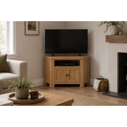 Normandy Chunky Country Oak Corner TV Unit Normandy Chunky Country Oak Corner TV Unit