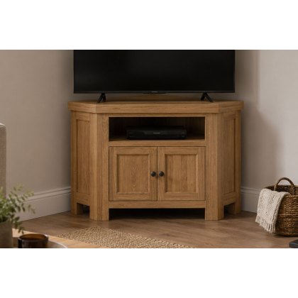 Normandy Chunky Country Oak Corner TV Unit Normandy Chunky Country Oak Corner TV Unit