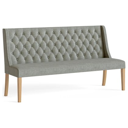 Normandy Chunky Country Oak Button Back Dining Sofa Bench in Grey