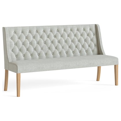 Normandy Chunky Country Oak Button Back Dining Sofa Bench in Beige