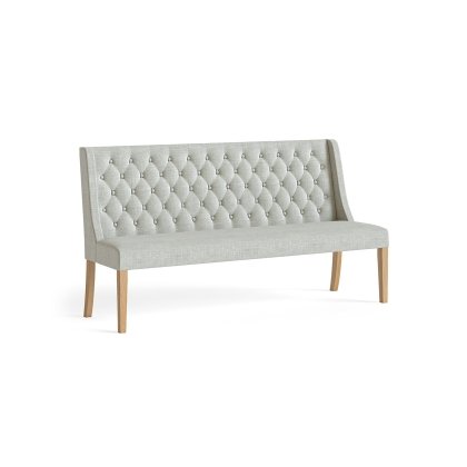Normandy Chunky Country Oak Button Back Dining Sofa Bench in Beige
