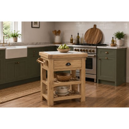 Normandy Chunky Country Oak Small Kitchen Island Unit