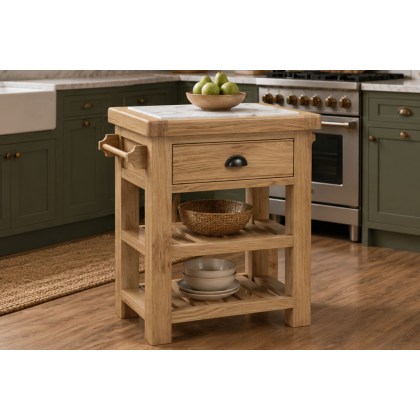 Normandy Chunky Country Oak Small Kitchen Island Unit