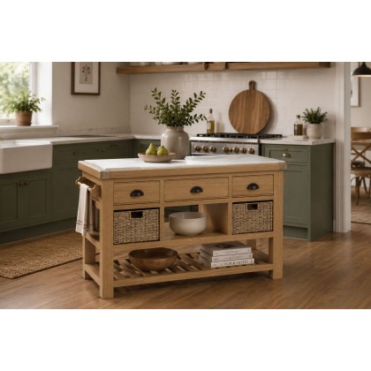 Normandy Chunky Country Oak Large Kitchen Island Unit