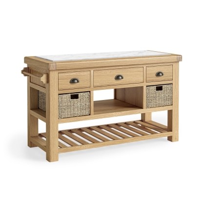 Normandy Chunky Country Oak Large Kitchen Island Unit