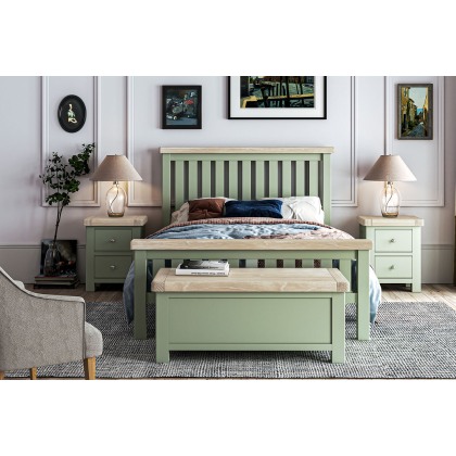 Salcombe Painted Oak Sage Green Bed Frame