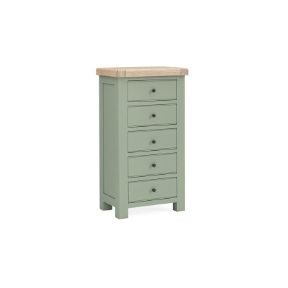 Salcombe Painted Oak Sage Green Tallboy Chest of Drawers