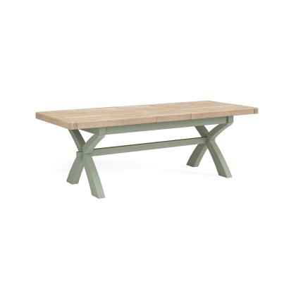 Salcombe Painted Oak Sage Green Cross-Leg Extending Dining Table