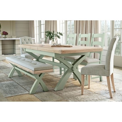 Salcombe Painted Oak Sage Green Cross-Leg Extending Dining Table