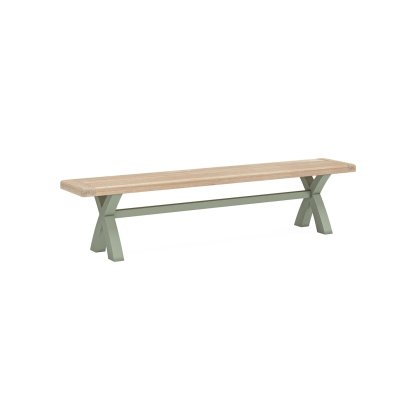 Salcombe Painted Oak Sage Green Cross-Leg Dining Bench