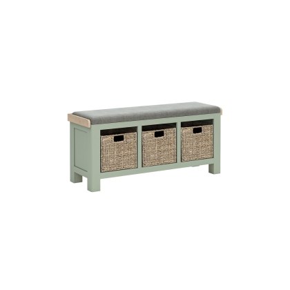 Salcombe Painted Oak Sage Green Storage Bench