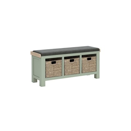Salcombe Painted Oak Sage Green Storage Bench