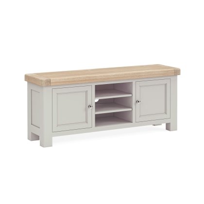 Salcombe Painted Oak Stone Grey 140cm TV Unit Salcombe Painted Oak Stone Grey 140cm TV Unit