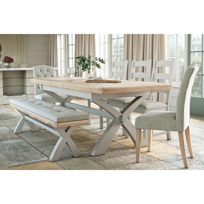 Salcombe Painted Oak Stone Grey Cross-Leg Extending Dining Table Salcombe Painted Oak Stone Grey Cross-Leg Extending Dining Table