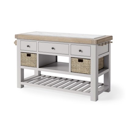 Salcombe Painted Oak Stone Grey Large Kitchen Island Salcombe Painted Oak Stone Grey Large Kitchen Island