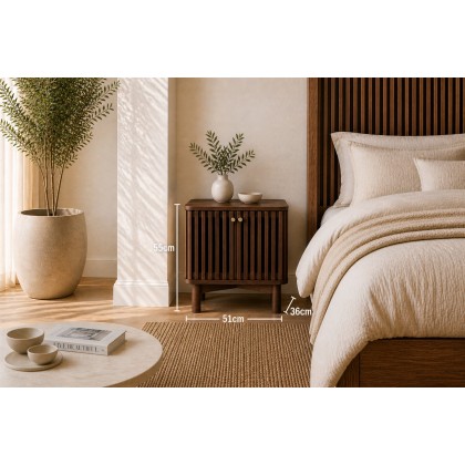 Soho Brown Oak Slatted Bedside Table