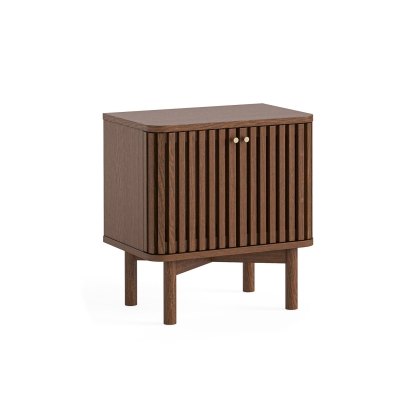 Soho Brown Oak Slatted Bedside Table