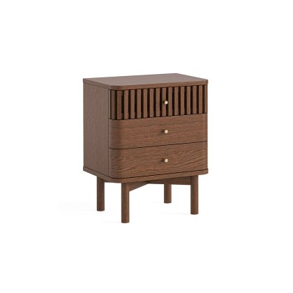 Soho Brown Oak Slatted 3 Drawer Bedside Table