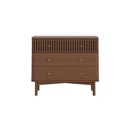 Soho Brown Oak Slatted 3 Drawer Chest of Drawers