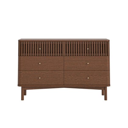 Soho Brown Oak Slatted 6 Drawer Chest of Drawers