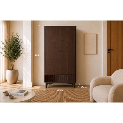 Soho Brown Oak Slatted Gents Wardrobe