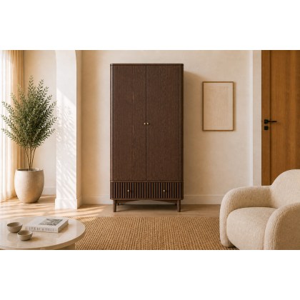 Soho Brown Oak Slatted Gents Wardrobe