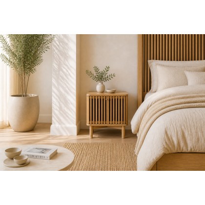 Soho Natural Oak Slatted Bedside Table