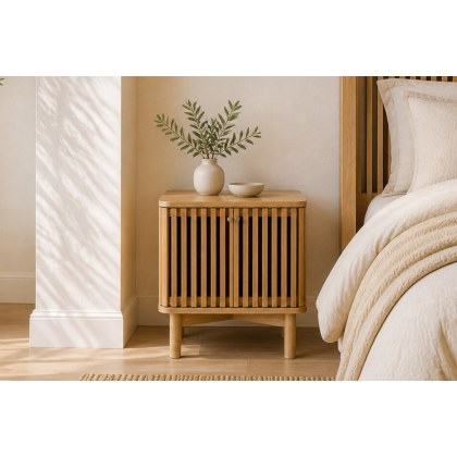 Soho Natural Oak Slatted Bedside Table