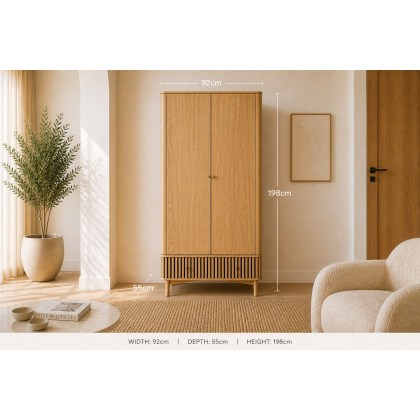 Soho Natural Oak Slatted Gents Wardrobe