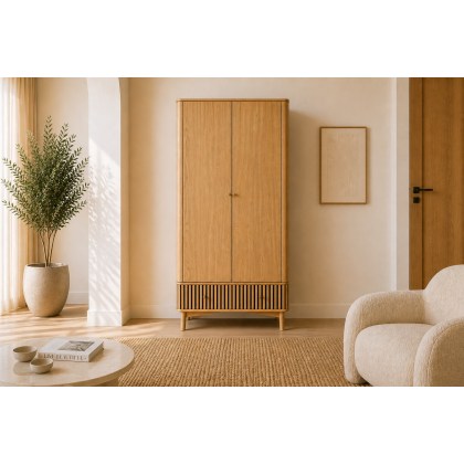 Soho Natural Oak Slatted Gents Wardrobe