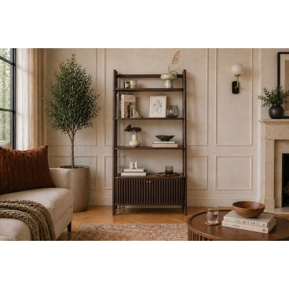 Soho Brown Oak Slatted Display Bookcase
