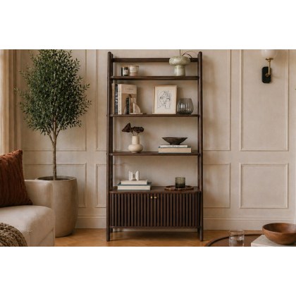 Soho Brown Oak Slatted Display Bookcase