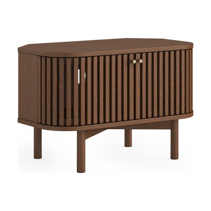 Soho Brown Oak Slatted Corner TV Unit
