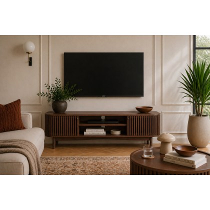 Soho Brown Oak Slatted Large TV Unit