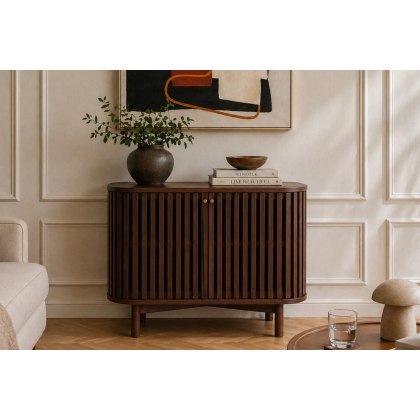 Soho Brown Oak Slatted Small Sideboard