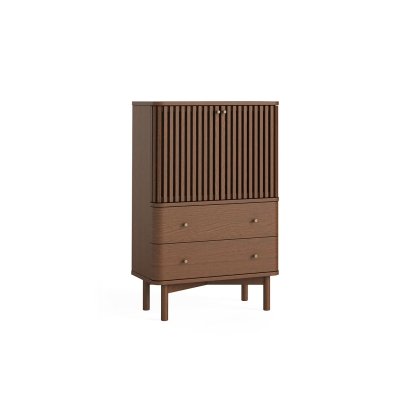 Soho Brown Oak Slatted Shoe Cabinet