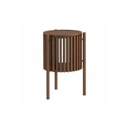 Soho Brown Oak Slatted Story Side Table