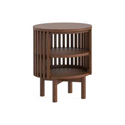 Soho Brown Oak Slatted Open Side Table