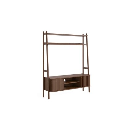 Soho Brown Oak Slatted 137cm Ladder TV Unit