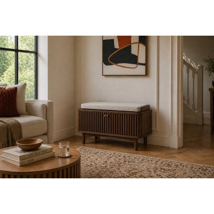 Soho Brown Oak Slatted Hallway Bench