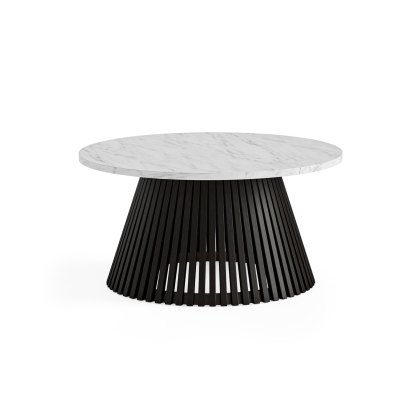 Soho Black Oak Slatted Round Coffee Table with Marble Top Soho Black Oak Slatted Round Coffee Table with Marble Top