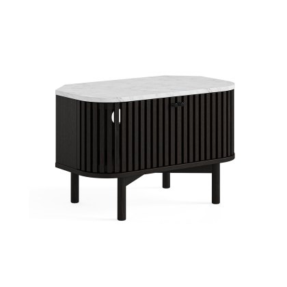 Soho Black Oak Slatted Corner TV Unit with Marble Top