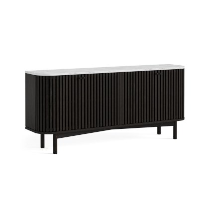 Soho Black Oak Slatted Large Sideboard with Marble Top Soho Black Oak Slatted Large Sideboard with Marble Top