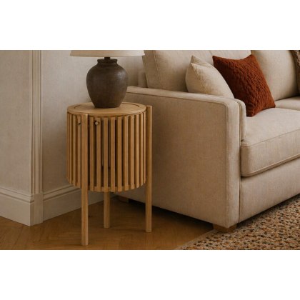 Soho Natural Oak Slatted Story Side Table
