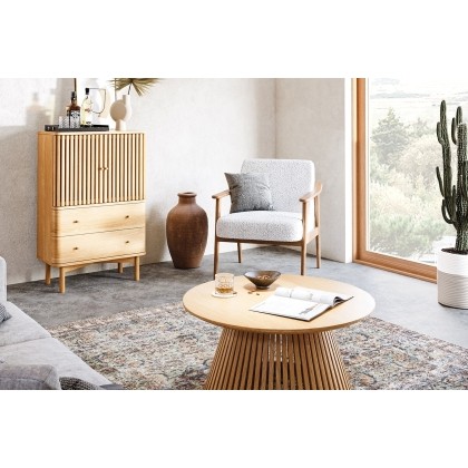 Soho Natural Oak Slatted Round Coffee Table