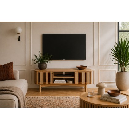 Soho Natural Oak Slatted Small TV Unit