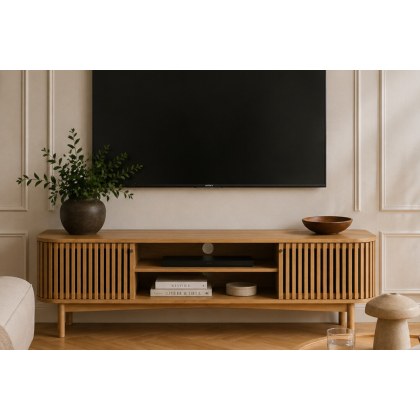 Soho Natural Oak Slatted Large TV Unit